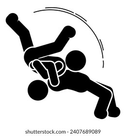 vector illustration of mixed martial arts, fighting, brawling, throwing, punching