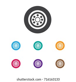 Vector Illustration Of Mixed Symbol On Wheel Icon. Premium Quality Isolated Tire Element In Trendy Flat Style.