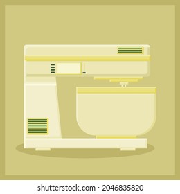 vector illustration of mixer with stand and bowl flat style