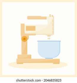 vector illustration of mixer with stand and bowl flat style