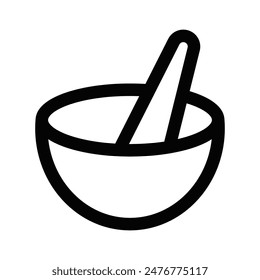 Vector illustration of a mixing bowl icon in black and white, perfect for baking and cooking designs. Editable stroke.