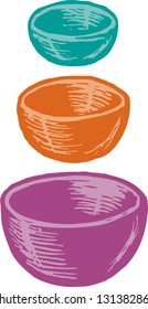 Vector illustration of mixing bowls