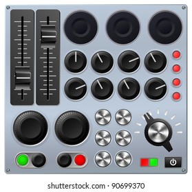 Vector illustration of a mixing console or sound board
