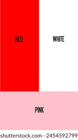 Ilustración vectorial de una mezcla de 2 colores, una mezcla de rojo y blanco da como resultado rosa