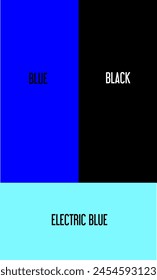 vector illustration of a mixture of 2 colors, a mixture of blue and black results in electric blue