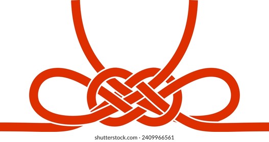 Vector Illustration of Mizuhiki Ribbon with Butterfly Knot (paper strings tied around a wrapped gift)
