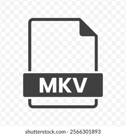 Vector illustration of MKV file in dark color and transparent background(PNG).