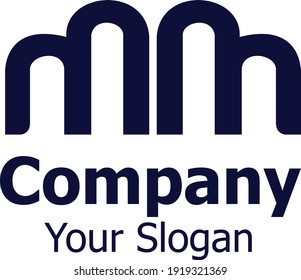 Vector illustration of a mm letter logo template forming a door