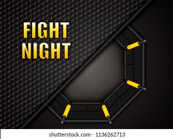 Vector illustration of MMA cage.Mixed martial arts octagon cage, top view