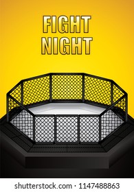 Vector illustration of MMA cage.Mixed martial arts octagon cage