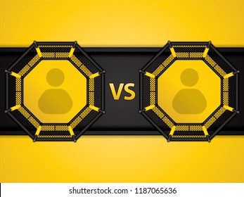 Vector illustration of MMA cage.Mixed martial arts octagon cage, top view