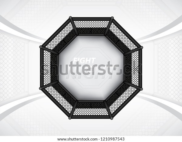 Vector illustration of MMA cage.Mixed martial arts
octagon cage, top view