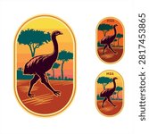 Vector illustration of a Moa bird. Sticker, emblem, souvenir.Giant bird. New Zeland