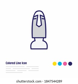 Vector illustration of moAI icon colored line. Beautiful tourism element also can be used as sculpture icon element.