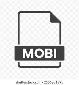 Vector illustration of MOBI file in dark color and transparent background(PNG).