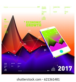 Vector illustration Mobile apps Digital Marketing. Smart phone and Apps Poster. 3d and Dynamic design illustration. Design Templates for Internet Business.