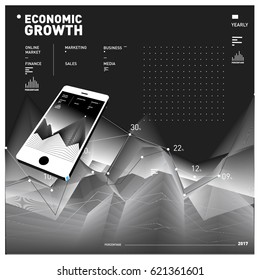 Vector illustration Mobile apps Digital Marketing. Smart phone and Apps Poster. 3d and Dynamic design illustration. Design Templates for Internet Business.