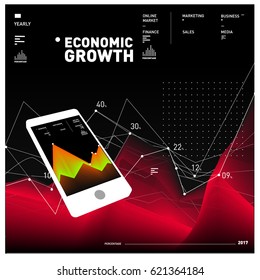 Vector illustration Mobile apps Digital Marketing. Smart phone and Apps Poster. 3d and Dynamic design illustration. Design Templates for Internet Business.