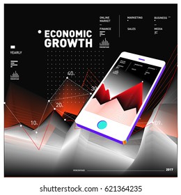 Vector illustration Mobile apps Digital Marketing. Smart phone and Apps Poster. 3d and Dynamic design illustration. Design Templates for Internet Business.