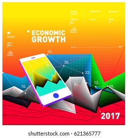 Vector illustration Mobile apps Digital Marketing. Smart phone and Apps Poster. 3d and Dynamic design illustration. Design Templates for Internet Business.