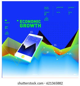 Vector illustration Mobile apps Digital Marketing. Smart phone and Apps Poster. 3d and Dynamic design illustration. Design Templates for Internet Business.
