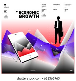 Vector illustration Mobile apps Digital Marketing. Smart phone and Apps Poster. 3d and Dynamic design illustration. Design Templates for Internet Business.