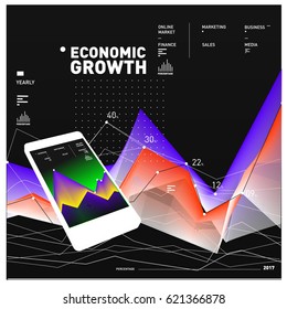 Vector illustration Mobile apps Digital Marketing. Smart phone and Apps Poster. 3d and Dynamic design illustration. Design Templates for Internet Business.