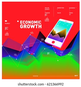 Vector illustration Mobile apps Digital Marketing. Smart phone and Apps Poster. 3d and Dynamic design illustration. Design Templates for Internet Business.