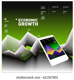 Vector illustration Mobile apps Digital Marketing. Smart phone and Apps Poster. 3d and Dynamic design illustration. Design Templates for Internet Business.