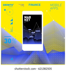 Vector illustration Mobile apps Digital Marketing. Smart phone and Apps Poster. 3d and Dynamic design illustration. Design Templates for Internet Business.
