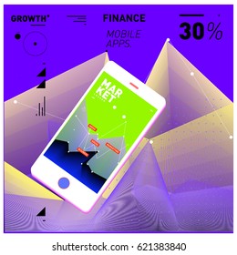 Vector illustration Mobile apps Digital Marketing. Smart phone and Apps Poster. 3d and Dynamic design illustration. Design Templates for Internet Business.