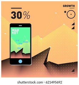 Vector illustration Mobile apps Digital Marketing. Smart phone and Apps Poster. 3d and Dynamic design illustration. Design Templates for Internet Business.