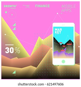 Vector illustration Mobile apps Digital Marketing. Smart phone and Apps Poster. 3d and Dynamic design illustration. Design Template for Internet Business.