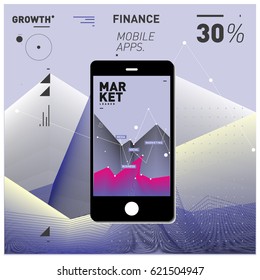 Vector illustration Mobile apps Digital Marketing. Smart phone and Apps Poster. 3d and Dynamic design illustration. Design Templates for Internet Business.
