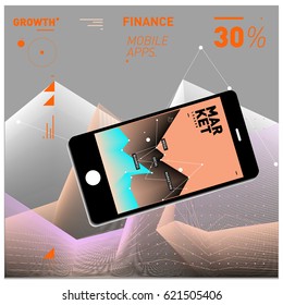 Vector illustration Mobile apps Digital Marketing. Smart phone and Apps Poster. 3d and Dynamic design illustration. Design Templates for Internet Business.