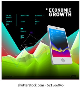 Vector illustration Mobile apps Digital Marketing. Smart phone and Apps Poster. 3d and Dynamic design illustration. Design Templates for Internet Business.