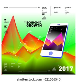 Vector illustration Mobile apps Digital Marketing. Smart phone and Apps Poster. 3d and Dynamic design illustration. Design Templates for Internet Business.