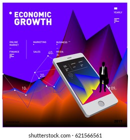 Vector illustration Mobile apps Digital Marketing. Smart phone and Apps Poster. 3d and Dynamic design illustration. Design Templates for Internet Business.