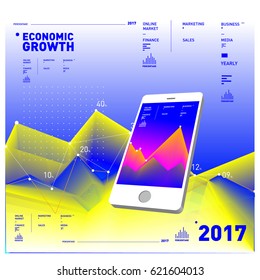 Vector illustration Mobile apps Digital Marketing. Smart phone and Apps Poster. 3d and Dynamic design illustration. Design Templates for Internet Business.