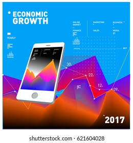 Vector illustration Mobile apps Digital Marketing. Smart phone and Apps Poster. 3d and Dynamic design illustration. Design Templates for Internet Business.