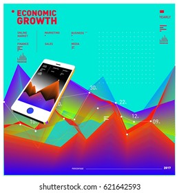 Vector illustration Mobile apps Digital Marketing. Smart phone and Apps Poster. 3d and Dynamic design illustration. Design Templates for Internet Business.
