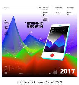 Vector illustration Mobile apps Digital Marketing. Smart phone and Apps Poster. 3d and Dynamic design illustration. Design Templates for Internet Business.