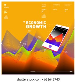 Vector illustration Mobile apps Digital Marketing. Smart phone and Apps Poster. 3d and Dynamic design illustration. Design Templates for Internet Business.