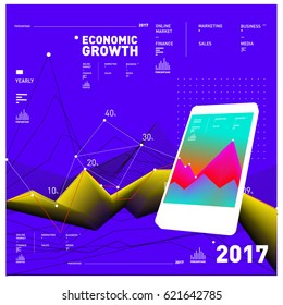 Vector illustration Mobile apps Digital Marketing. Smart phone and Apps Poster. 3d and Dynamic design illustration. Design Templates for Internet Business.