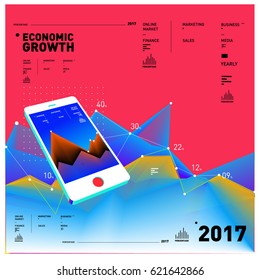 Vector illustration Mobile apps Digital Marketing. Smart phone and Apps Poster. 3d and Dynamic design illustration. Design Templates for Internet Business.