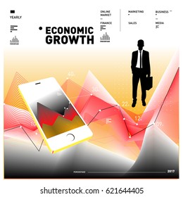 Vector illustration Mobile apps Digital Marketing. Smart phone and Apps Poster. 3d and Dynamic design illustration. Design Templates for Internet Business.