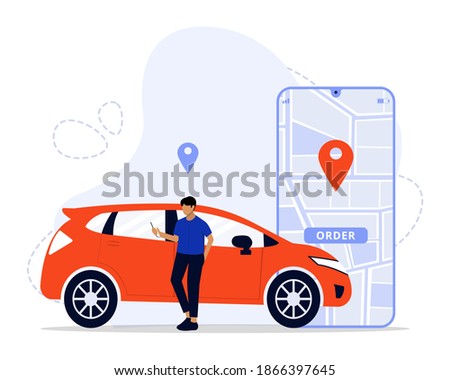 Vector Illustration, mobile city transportation Concept, Suitable for landing page, UI, web, App intro card, editorial, flyer, and banner
