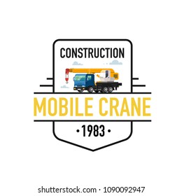 Vector illustration of mobile crane logo. Colorful illustration.