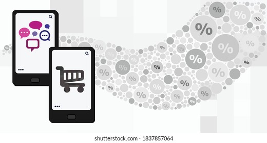 vector illustration for mobile device and online shopping and discount symbols