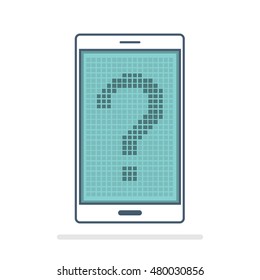 Vector illustration of mobile digital question mark concept.